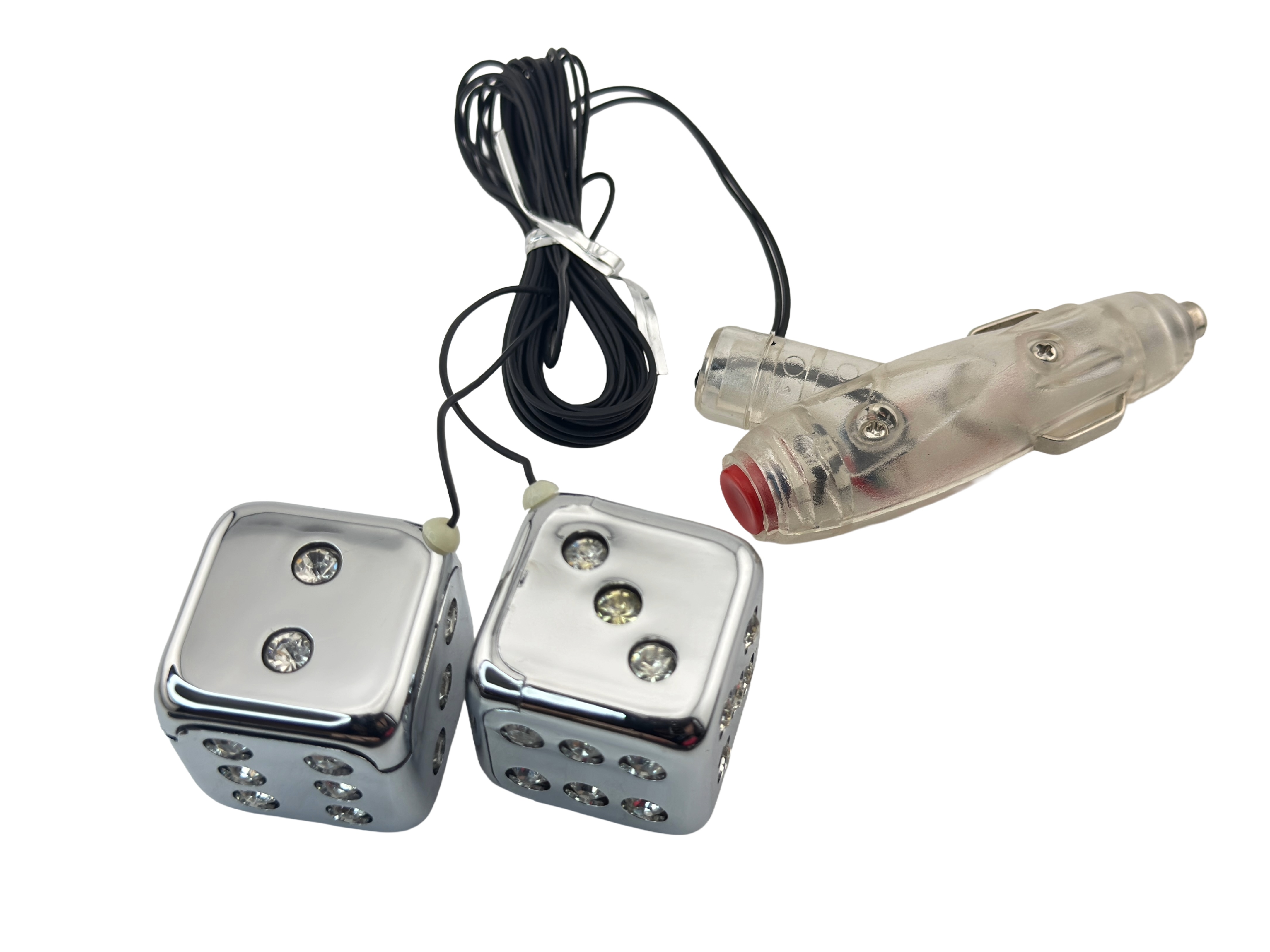 LED Dice with Cigarette Plug in Adapter 12V DC 1 Pair