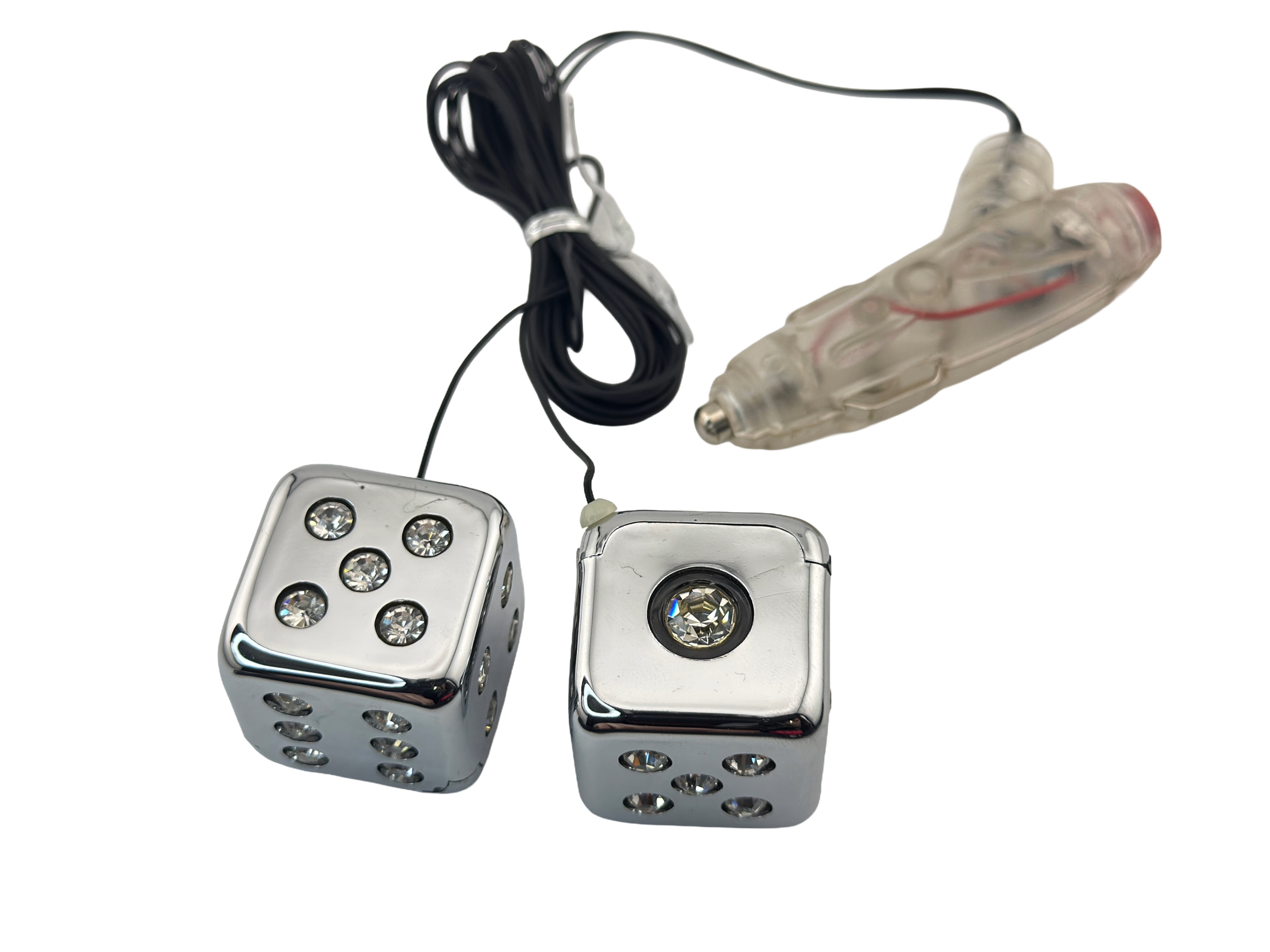 LED Dice with Cigarette Plug in Adapter 12V DC 1 Pair