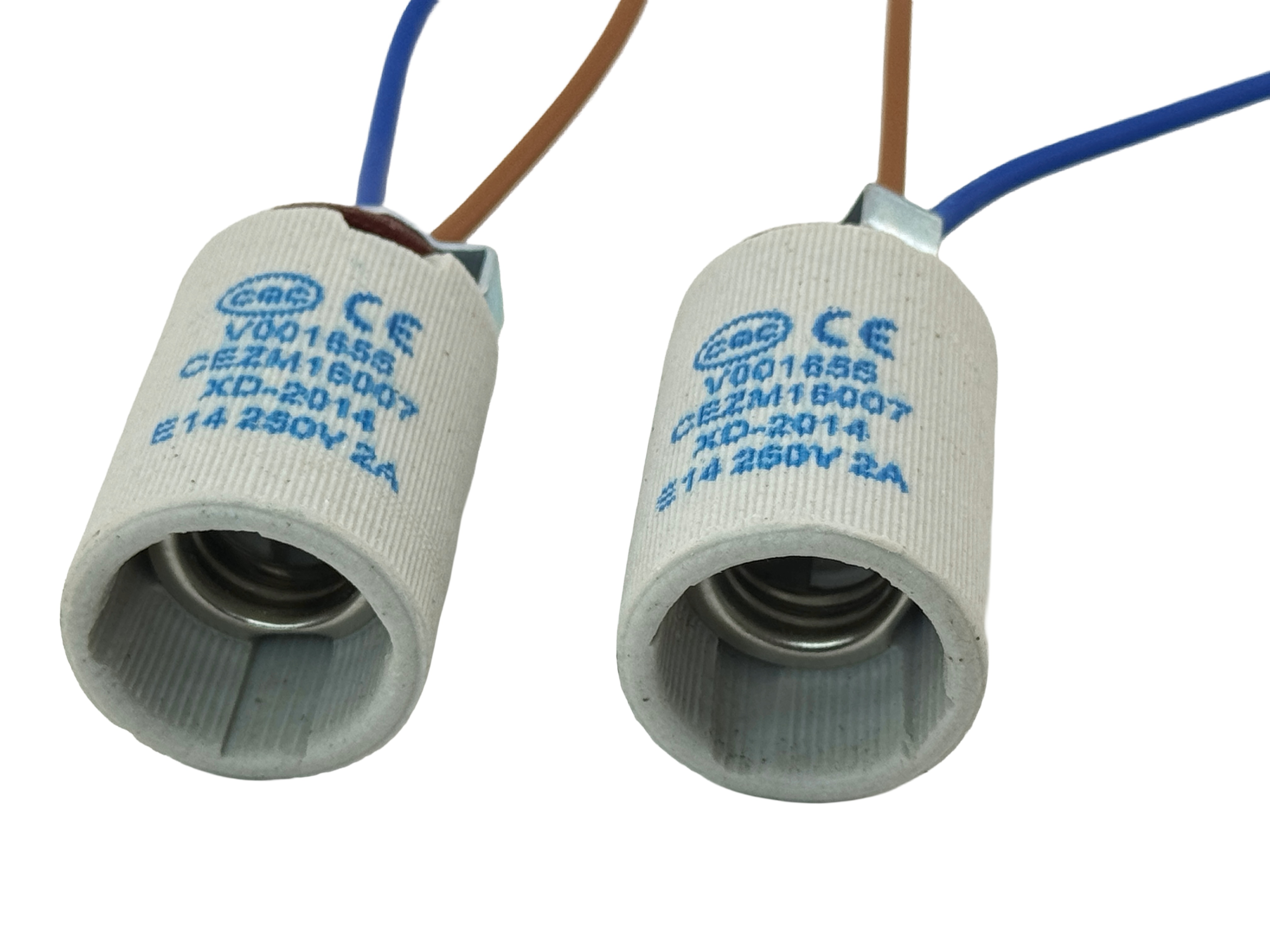 Rebaydo 2pcs E14 female Socket Ceramic 250 Volt 2 Amp with Pigtail wires