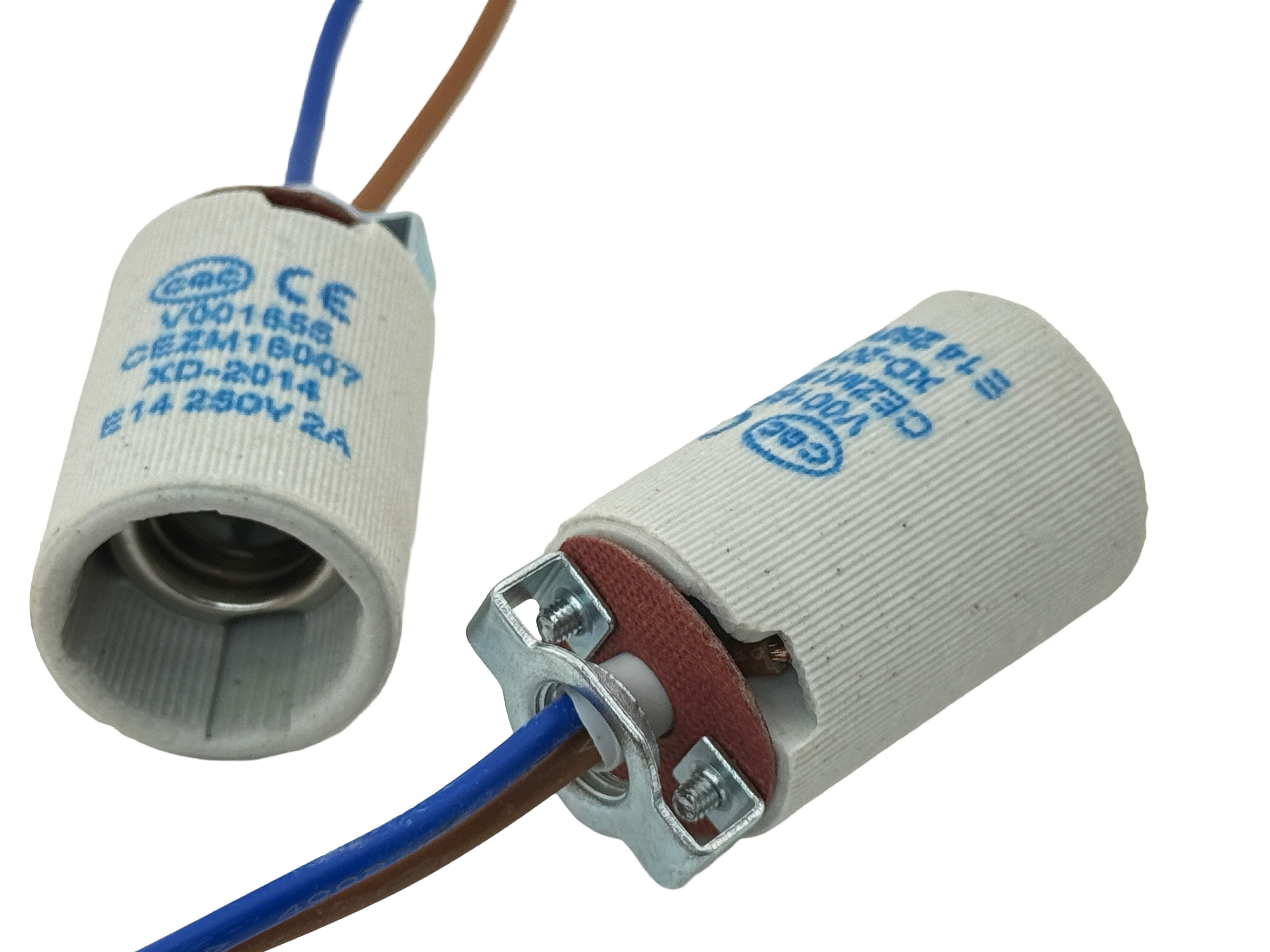 Rebaydo 2pcs E14 female Socket Ceramic 250 Volt 2 Amp with Pigtail wires