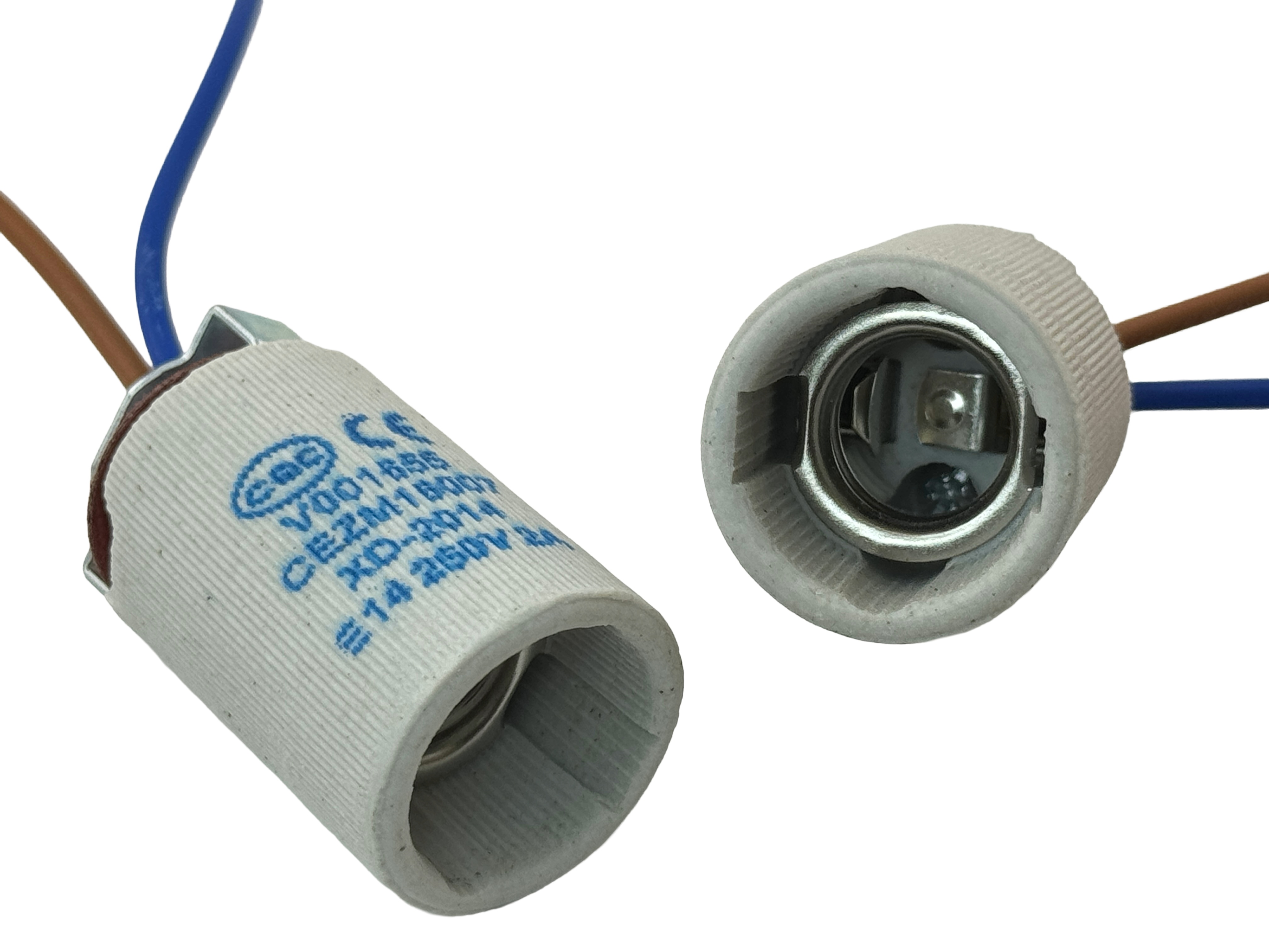 Rebaydo 2pcs E14 female Socket Ceramic 250 Volt 2 Amp with Pigtail wires