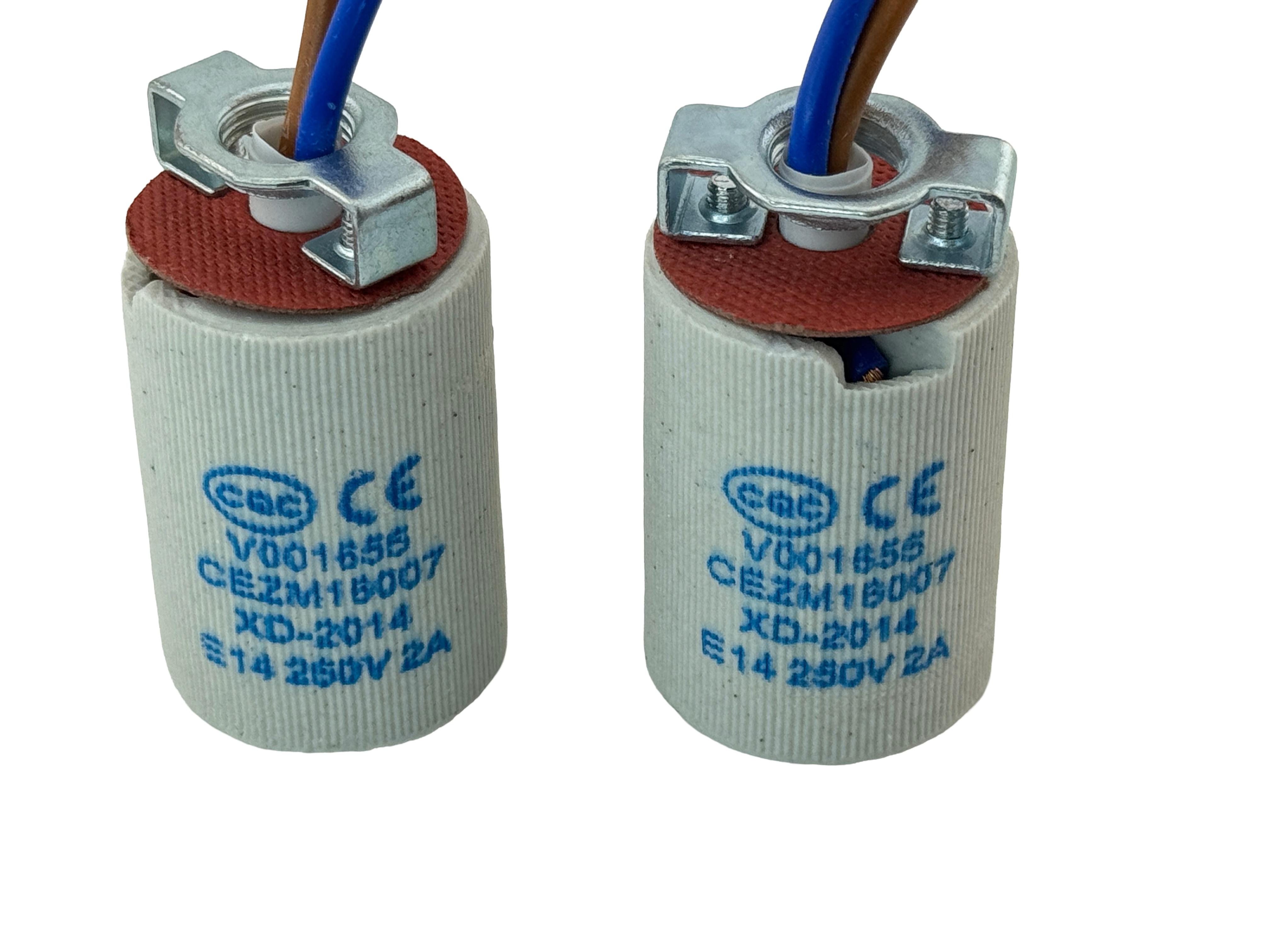 Rebaydo 2pcs E14 female Socket Ceramic 250 Volt 2 Amp with Pigtail wires