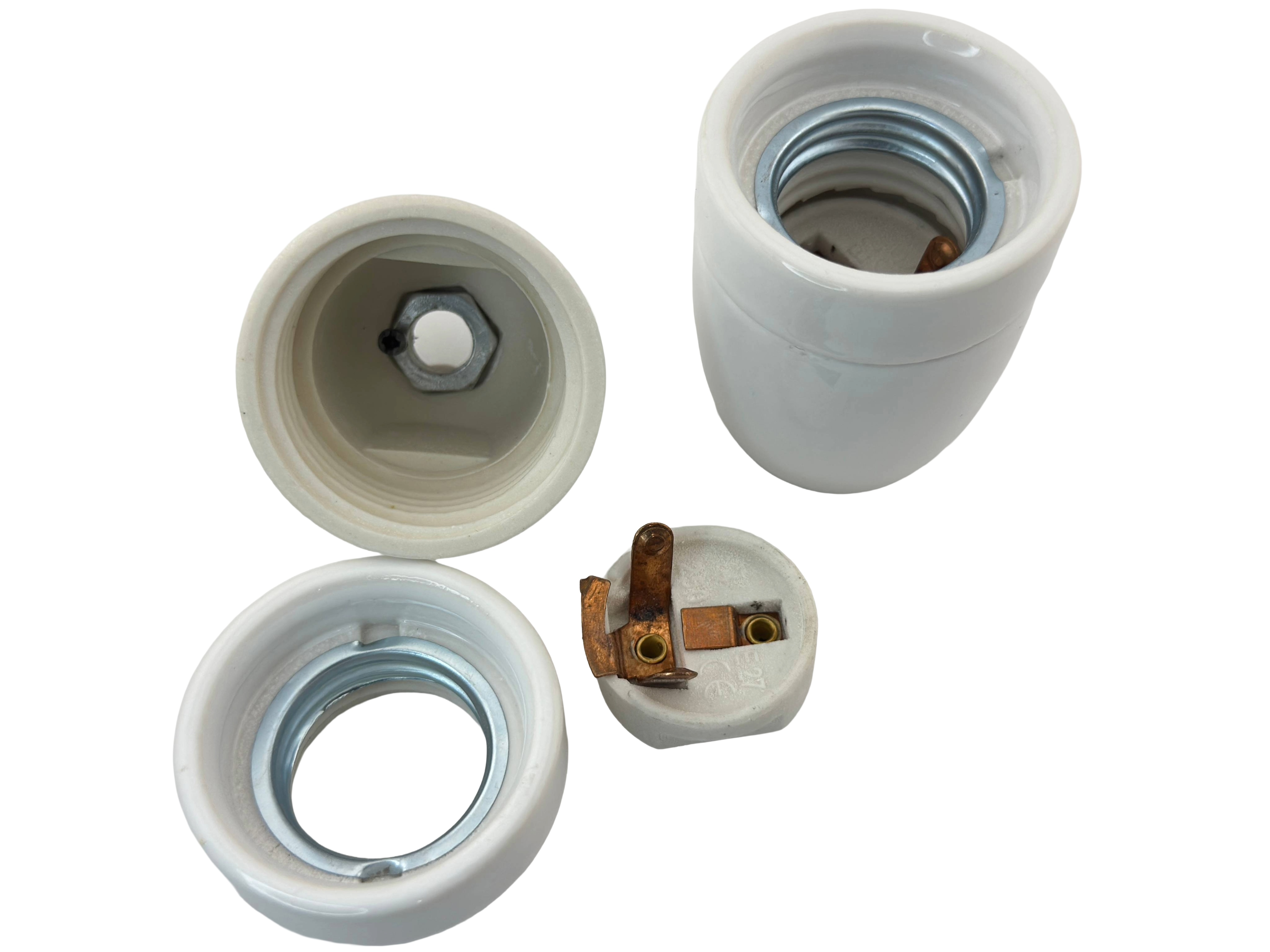 E26 Female Ceramic Socket Hanging White Color