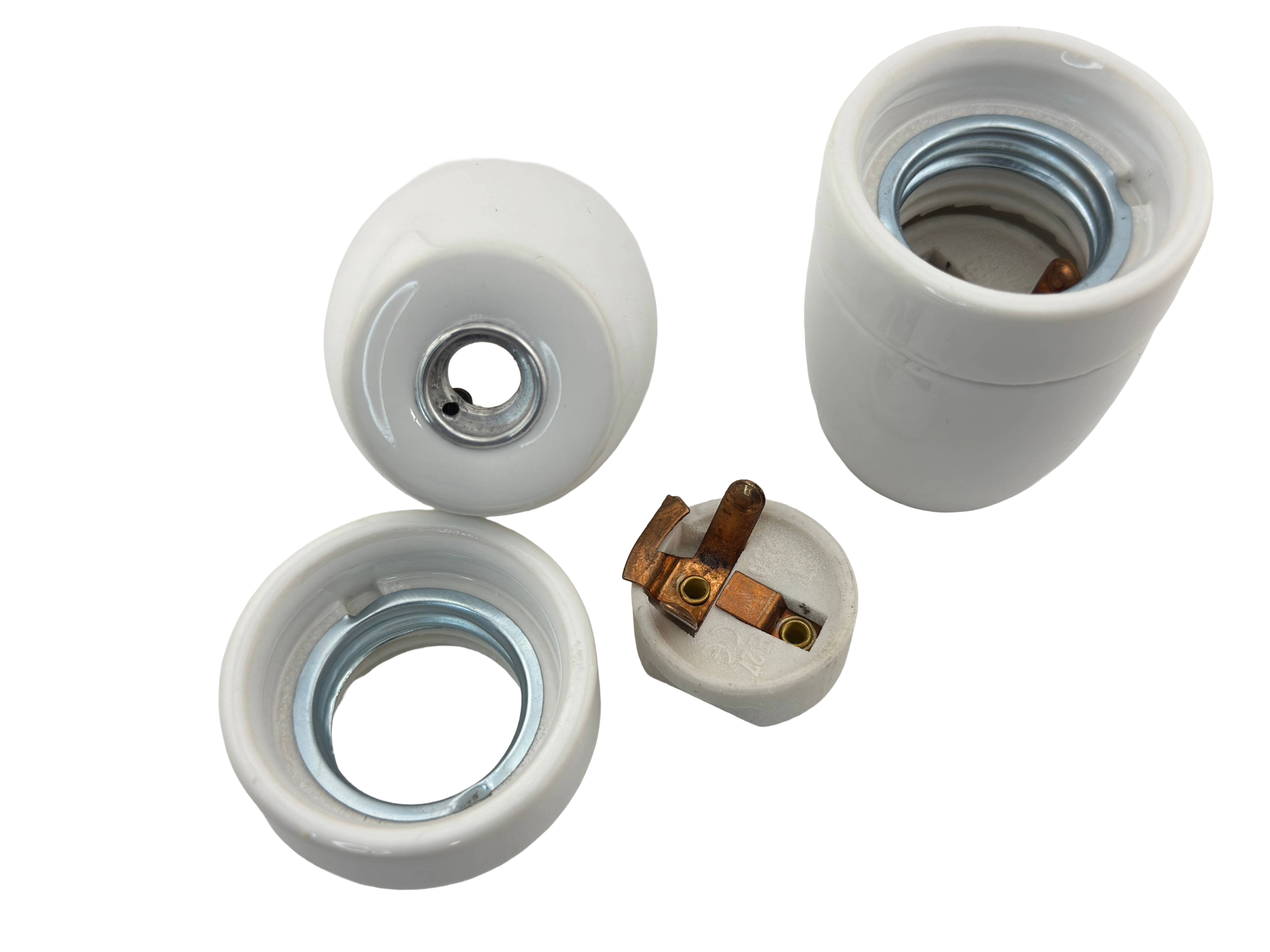 E26 Female Ceramic Socket Hanging White Color