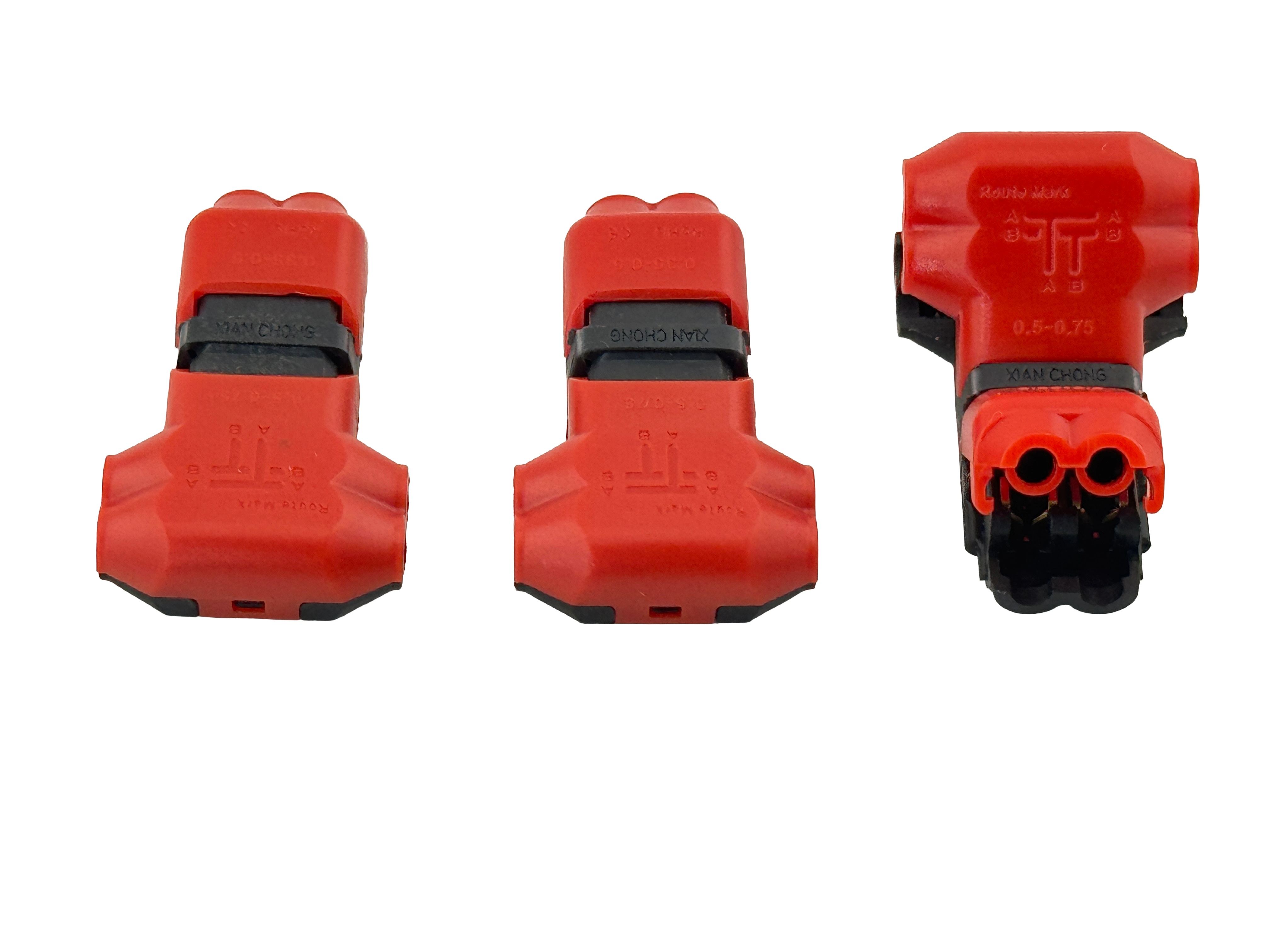 Rebaydo 3pcs Connector T-type 2 to 2 Wire Solder Less Crimp 