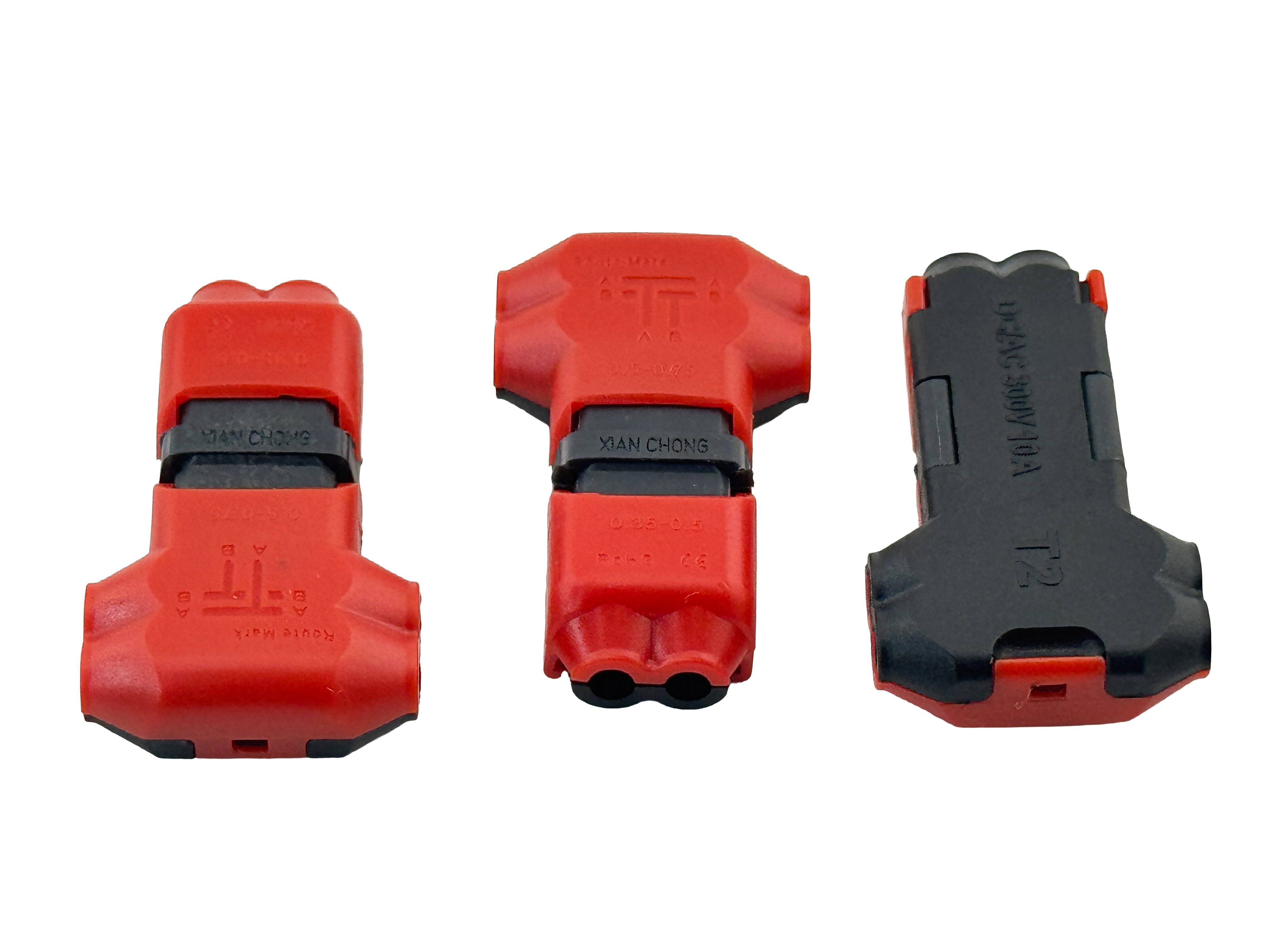 Rebaydo 3pcs Connector T-type 2 to 2 Wire Solder Less Crimp 