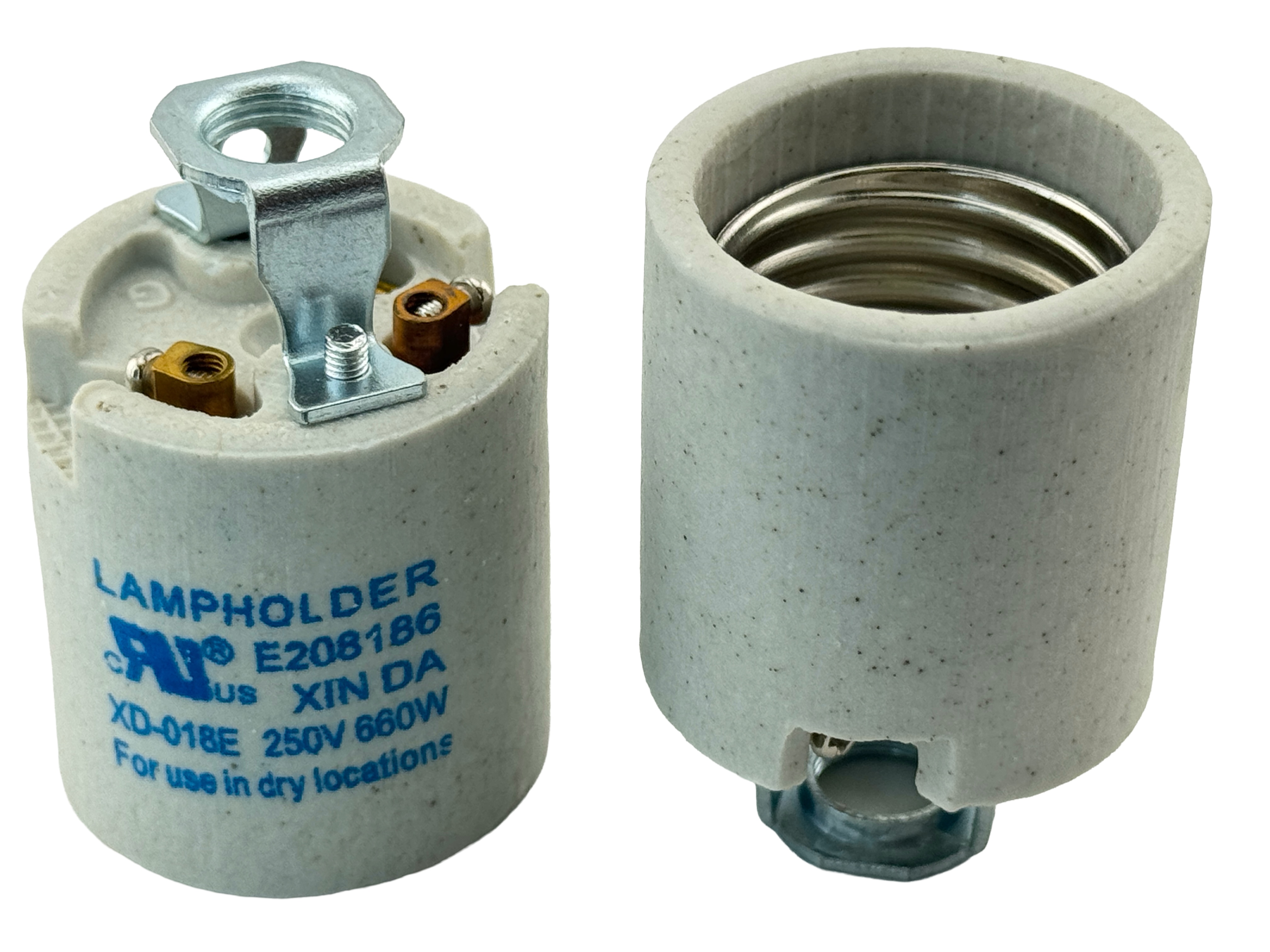 Rebaydo 2pcs E26/E27 Porcelain Socket with Screw Terminals 250V AC