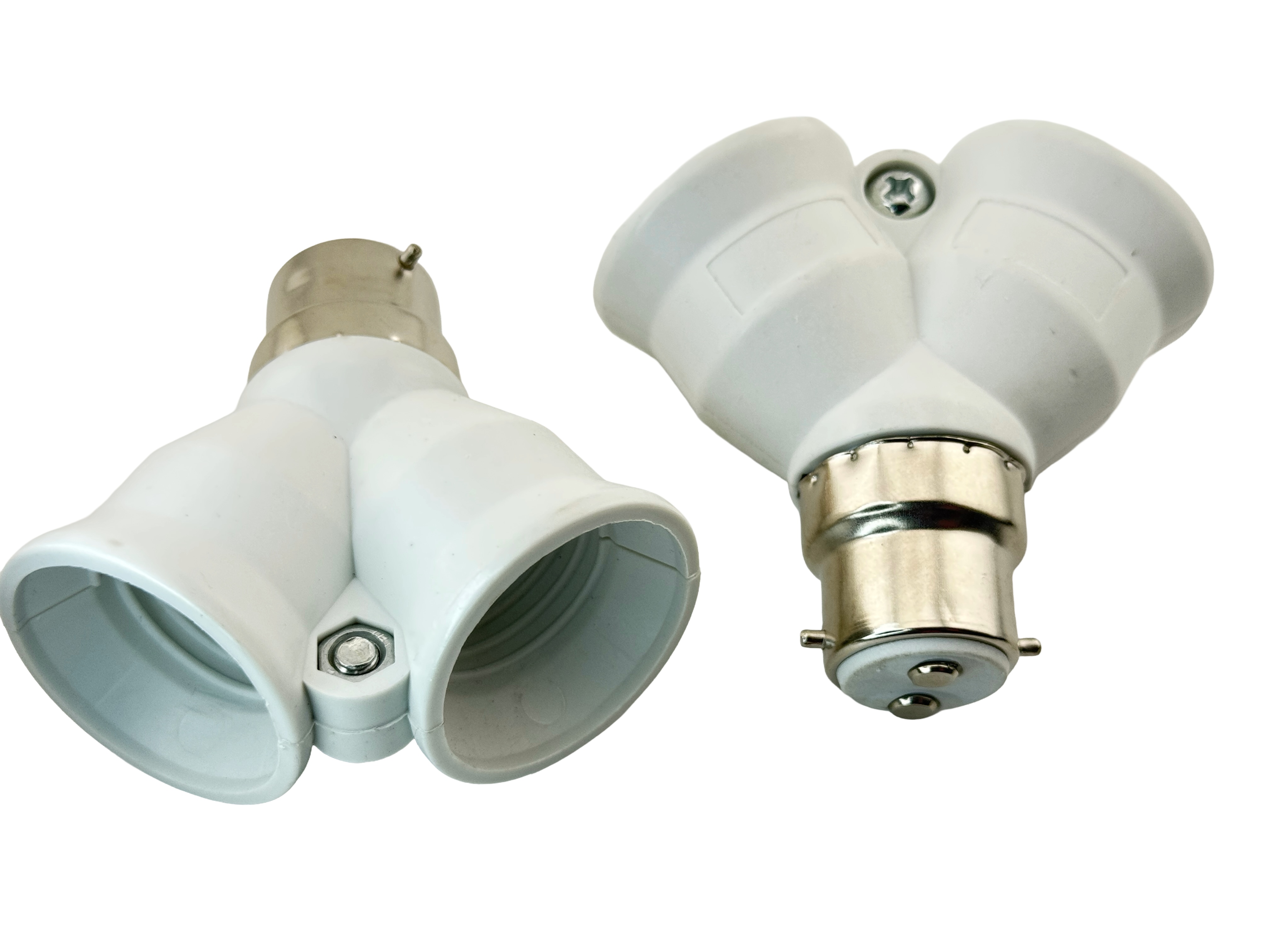 Rebaydo 2pcs B22 Male to Dual E26/E27 Female Y-Shaped Socket Converer