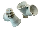 Rebaydo 2pcs B22 Male to Dual E26/E27 Female Y-Shaped Socket Converer