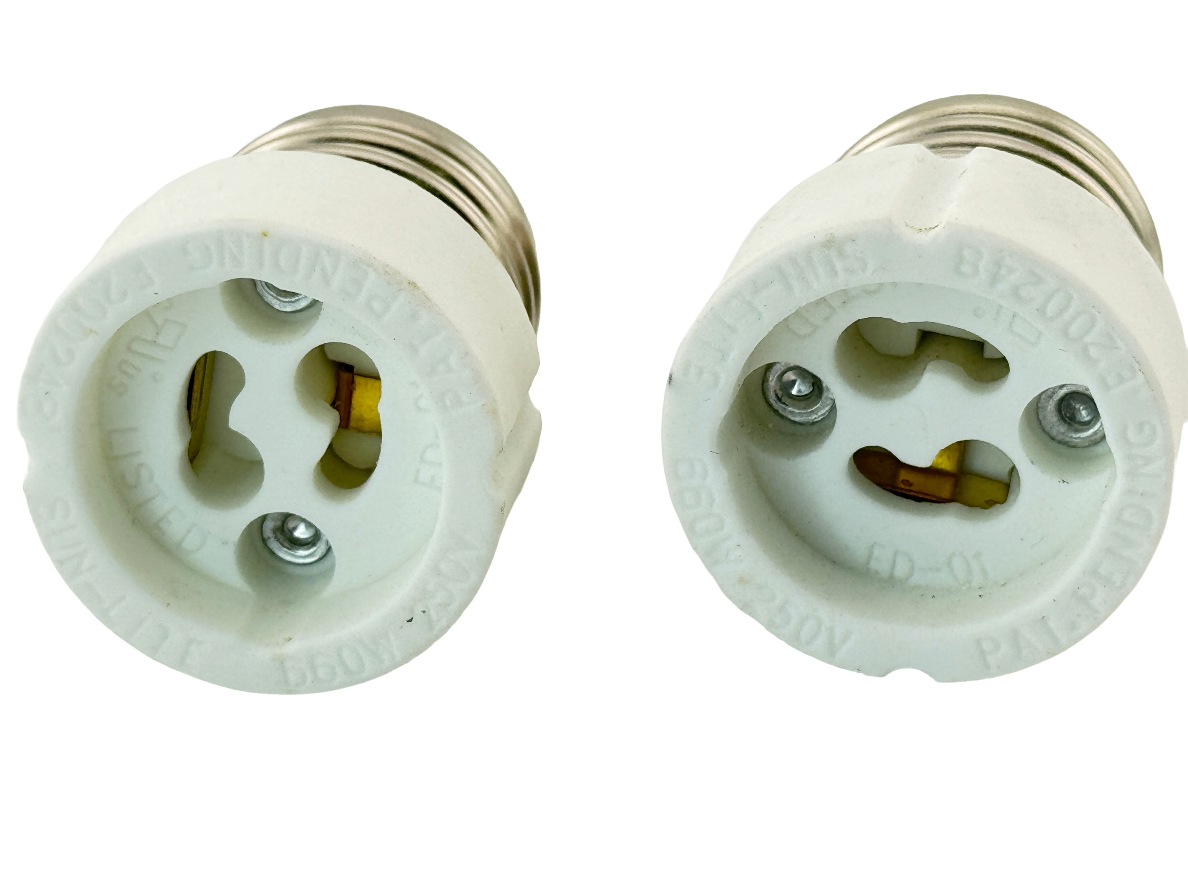 Rebaydo 2pcs E26/E27 Male to GU10 Female Ceramic Adapter Converter