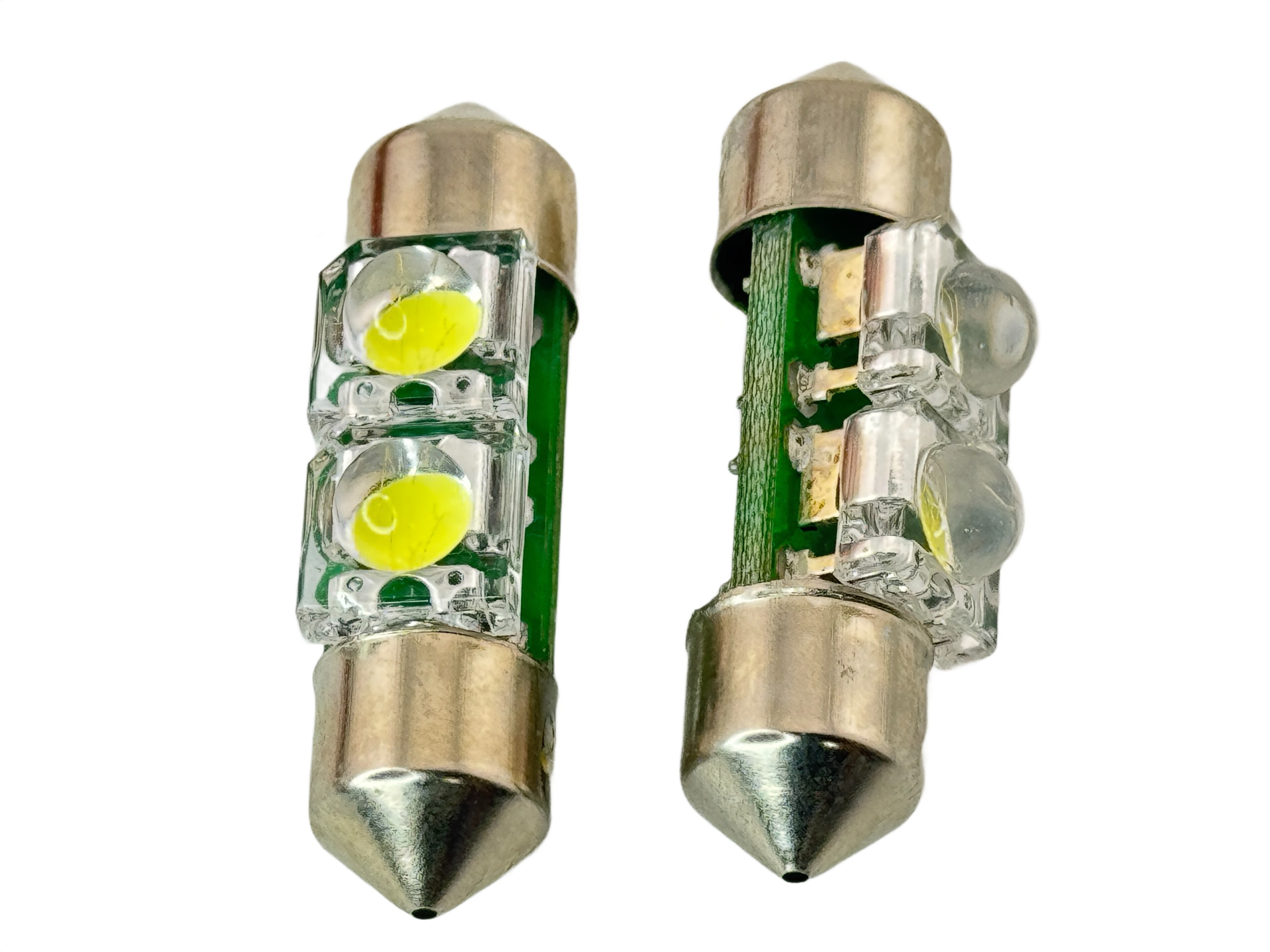 Rebaydo 2pcs Super Flux 2 LED Festoon Bulb 12V DC 1-1/4" or 31 mm