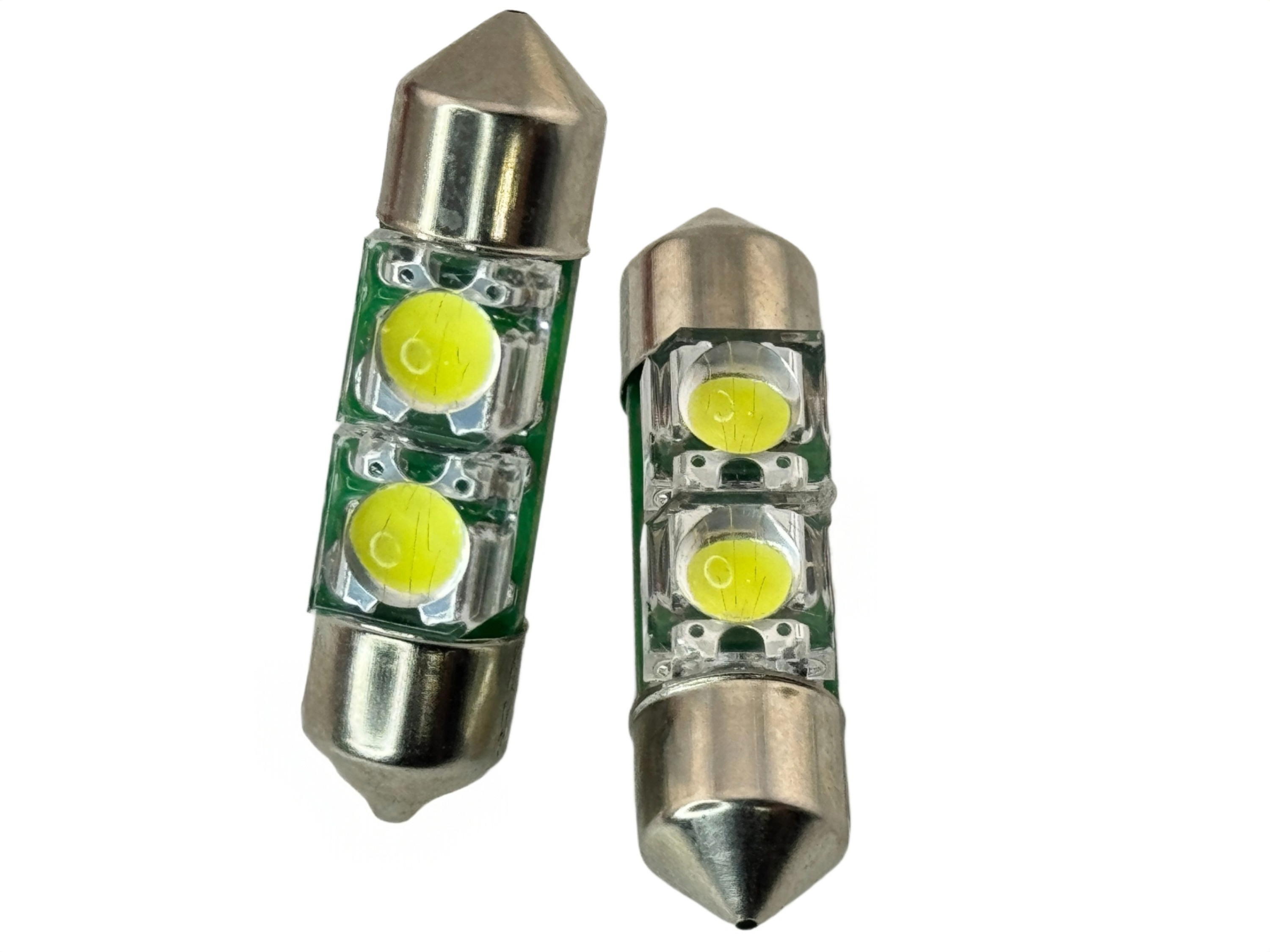 Rebaydo 2pcs Super Flux 2 LED Festoon Bulb 12V DC 1-1/4" or 31 mm