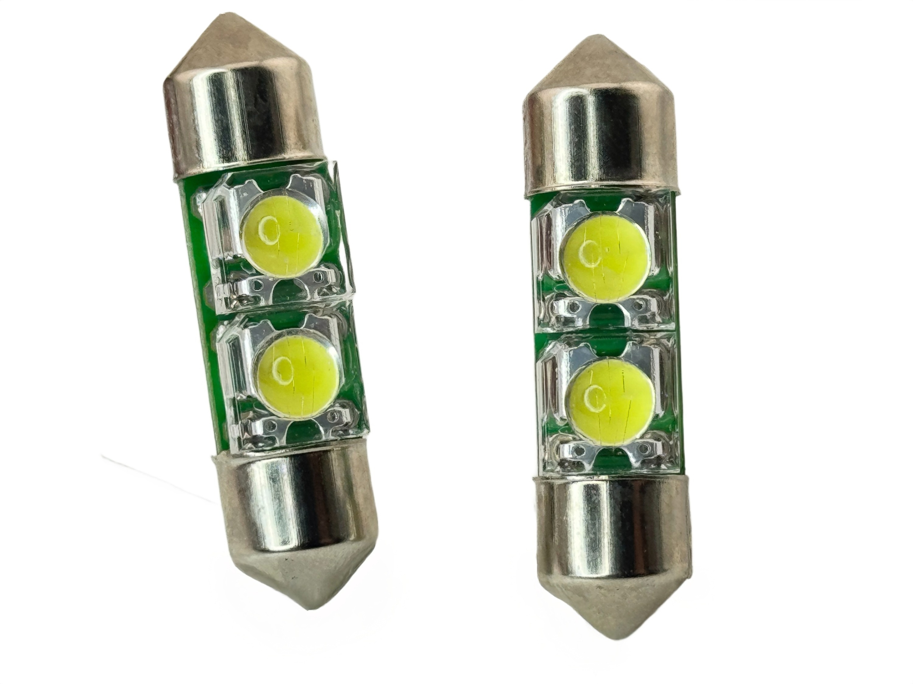 Rebaydo 2pcs Super Flux 2 LED Festoon Bulb 12V DC 1-1/4" or 31 mm