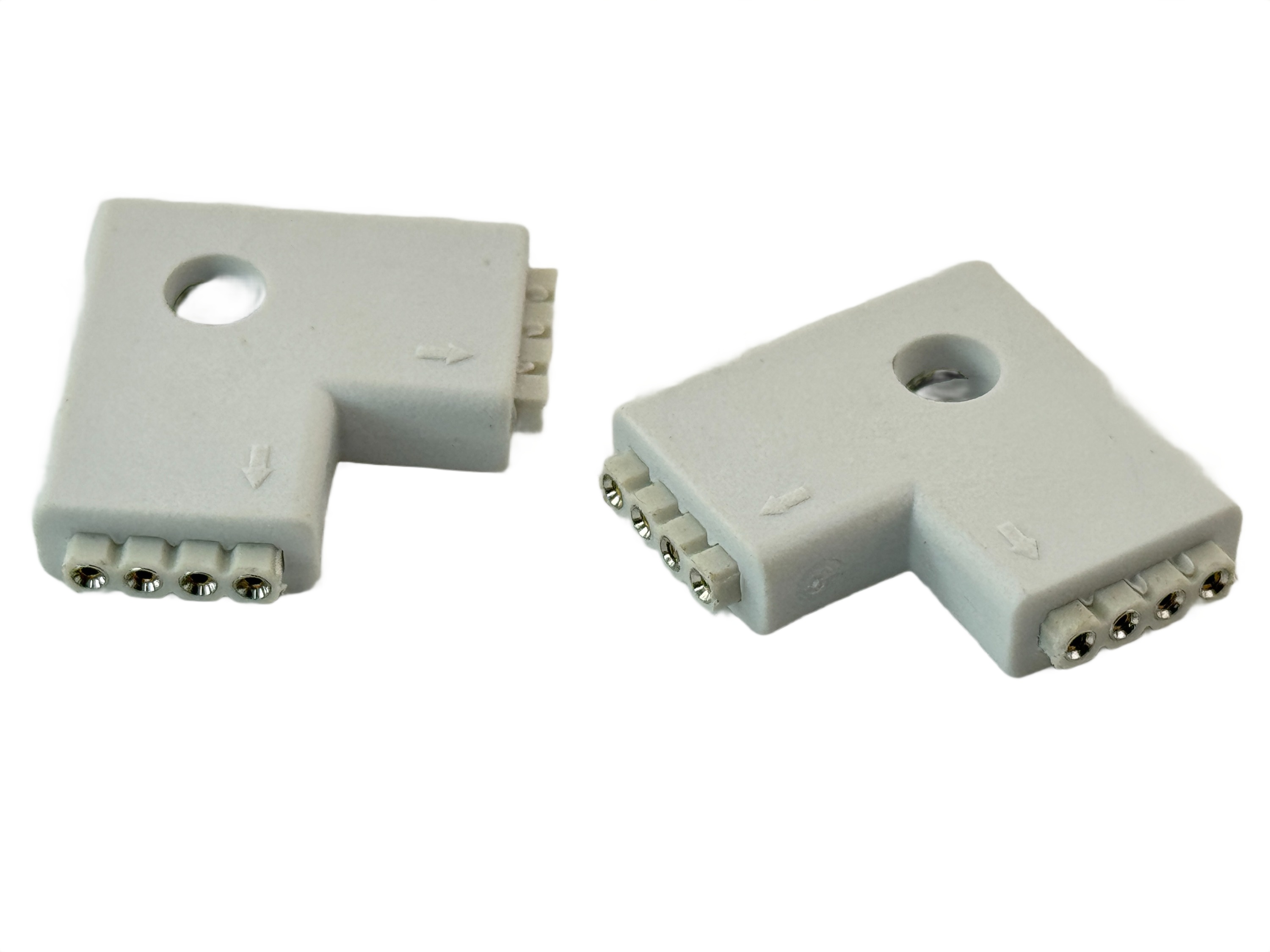 Rebaydo 2pcs 4 Conductor 2 Way Injected L Shape RGB Connector