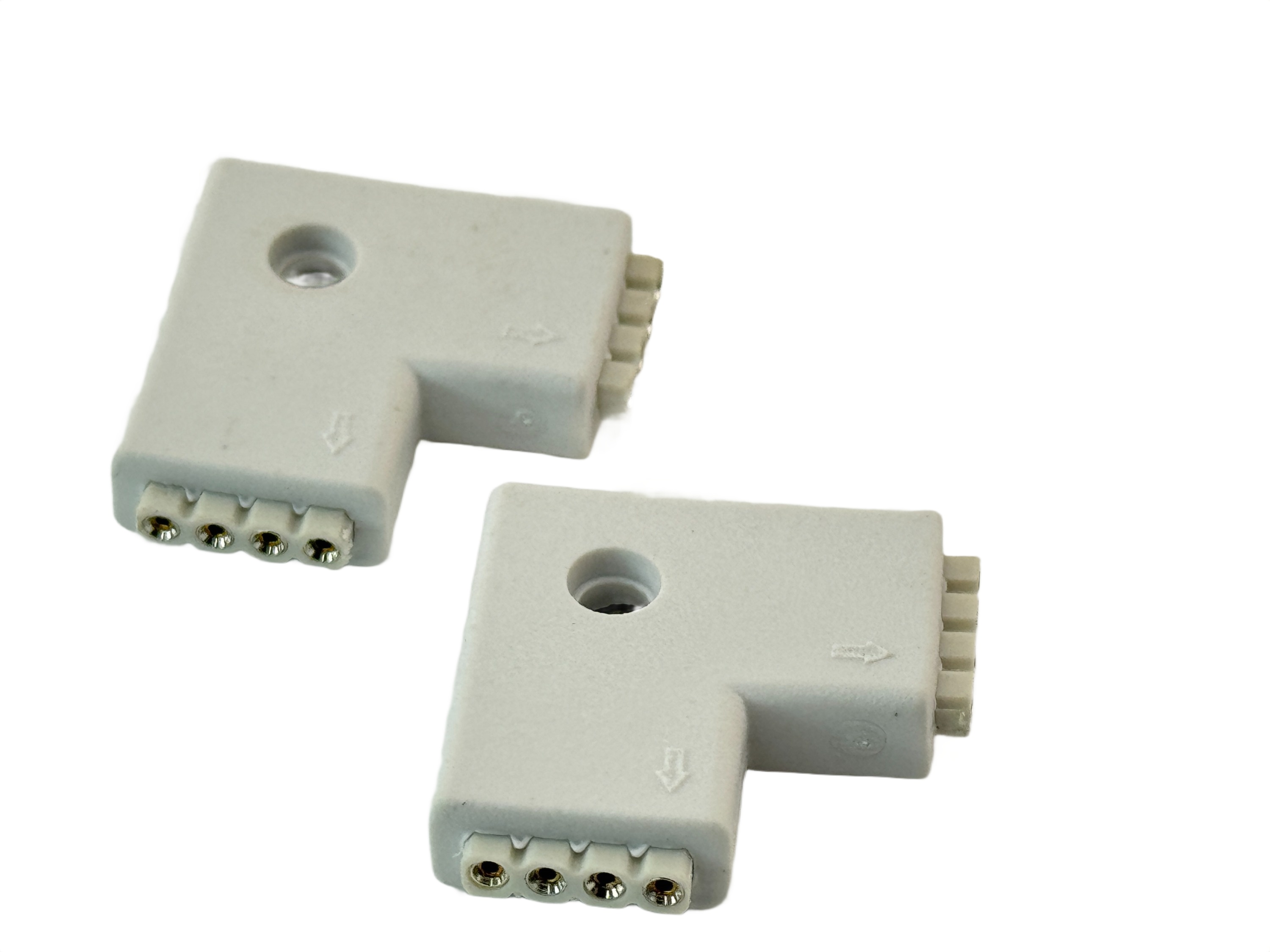 Rebaydo 2pcs 4 Conductor 2 Way Injected L Shape RGB Connector