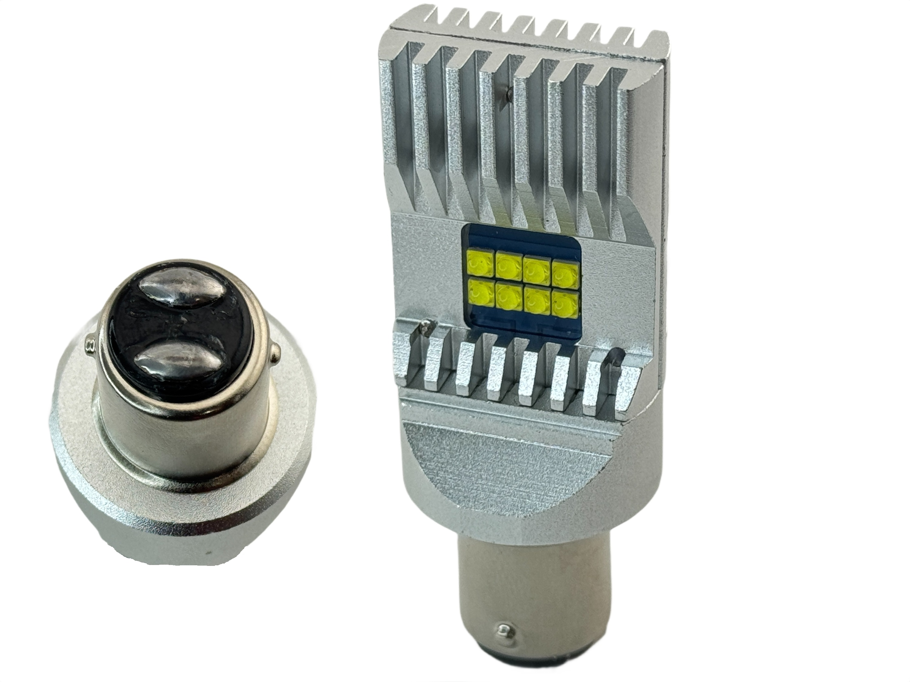 BA15D LED Headlight 5 To 30 Volt Dual Filament Non Polarized